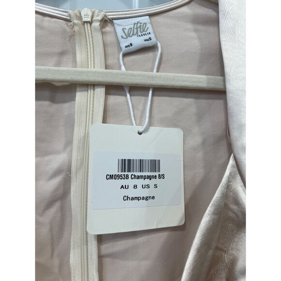 Selfie Leslie Sydney Dress Size Small Angel Sleeve Cowl Satin Champagne 636.23 - Picture 10 of 11